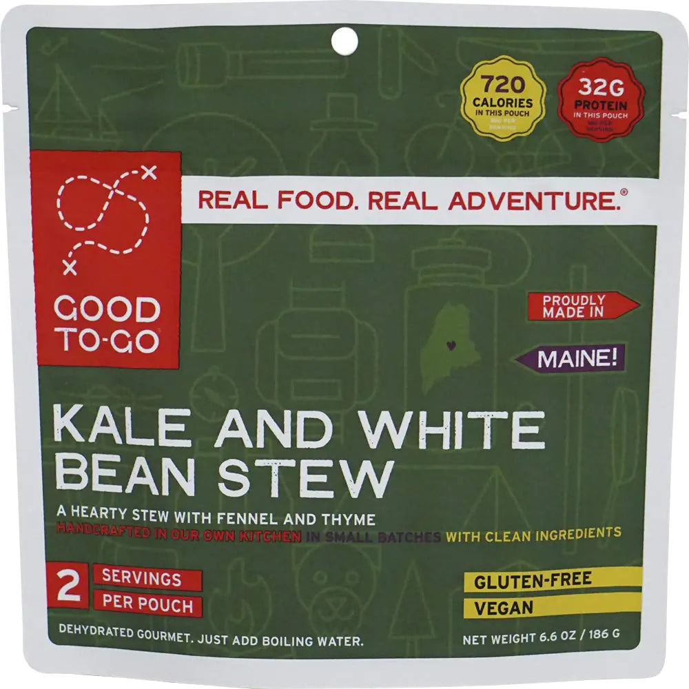 GOOD TO-GO Kale and White Bean Stew | Camping Food Backpacking Food (Double Serving) | Just Add Water Meals Backpacking Meals | Dehydrated Meals Taste Better Than Freeze Dried Meals