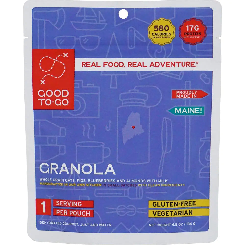 GOOD TO-GO Granola | Camping Food Backpacking Food (Single Serving) | Just Add Water Meals Backpacking Meals | Dehydrated Meals Taste Better Than Freeze Dried Meals