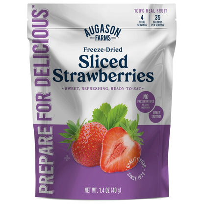 Augason Farms Freeze Dried Sliced Strawberries Resealable Pouch Emergency Food Supply Everyday Meals 4 Servings
